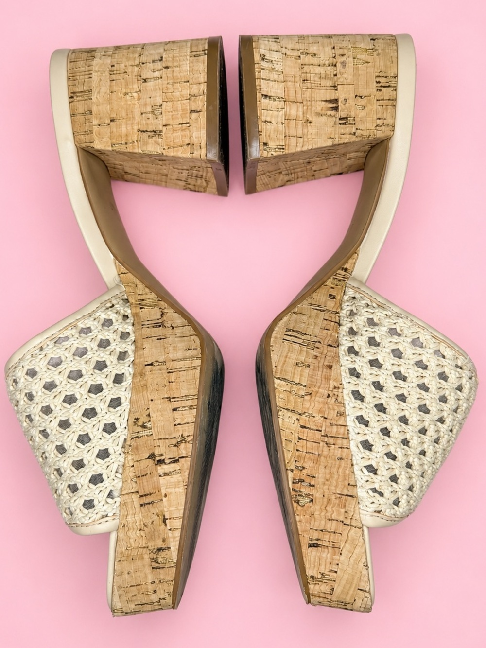 Steve Madden Corah Latticed Cork Platform Slide Sandals Natural Size 8.5